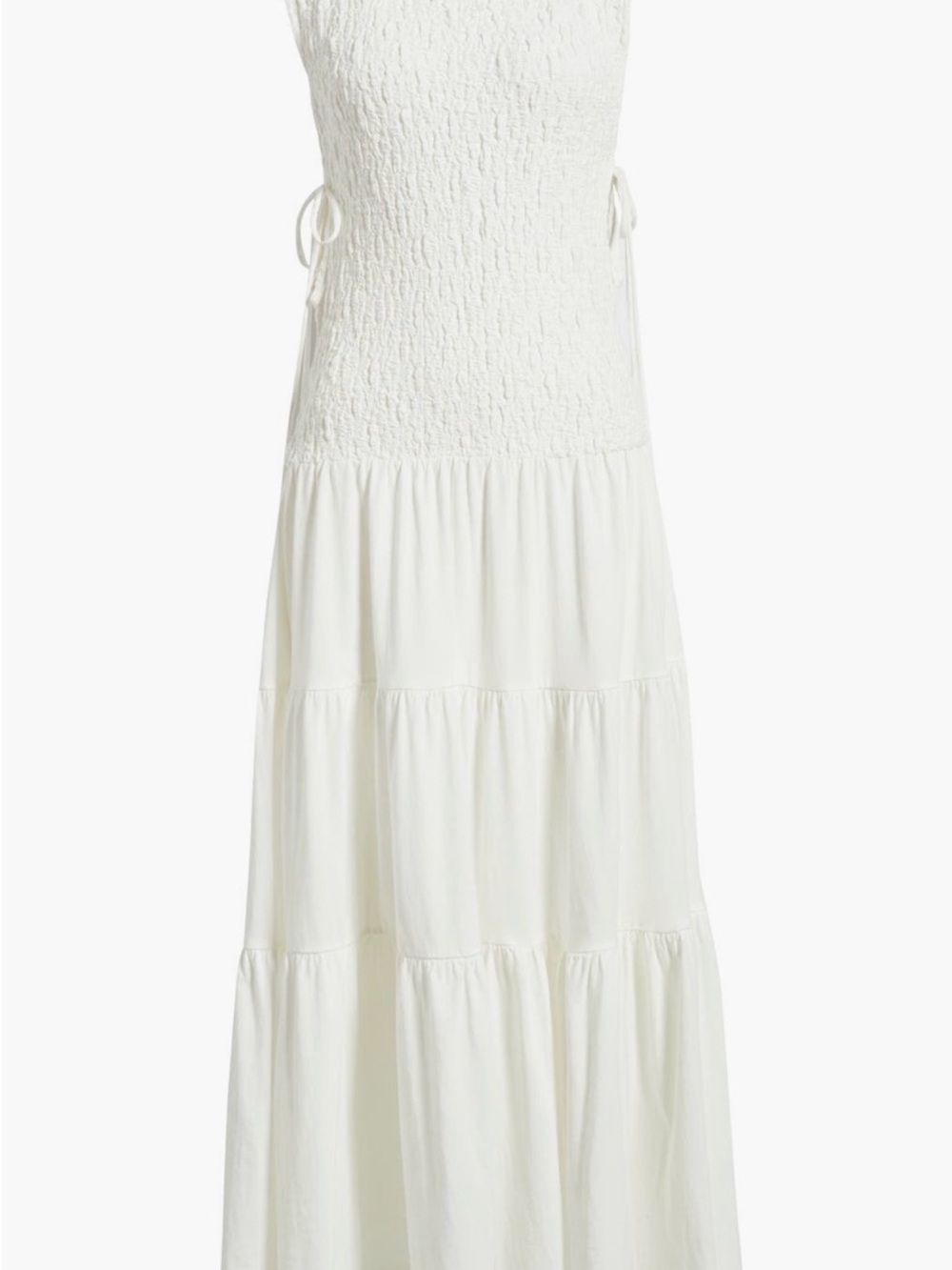 Free People Ivory Smocked Bodice Tiered Maxi Dress